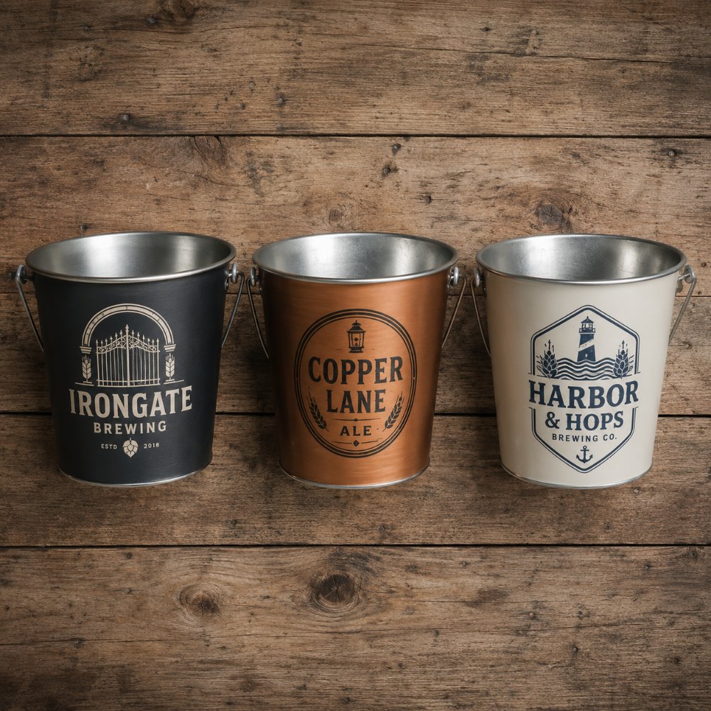 Custom branded beer buckets