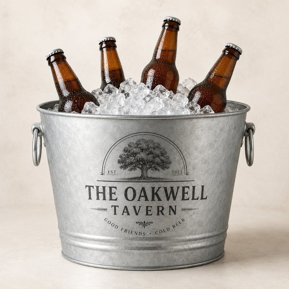 Galvanized Steel beer bucket with logo
