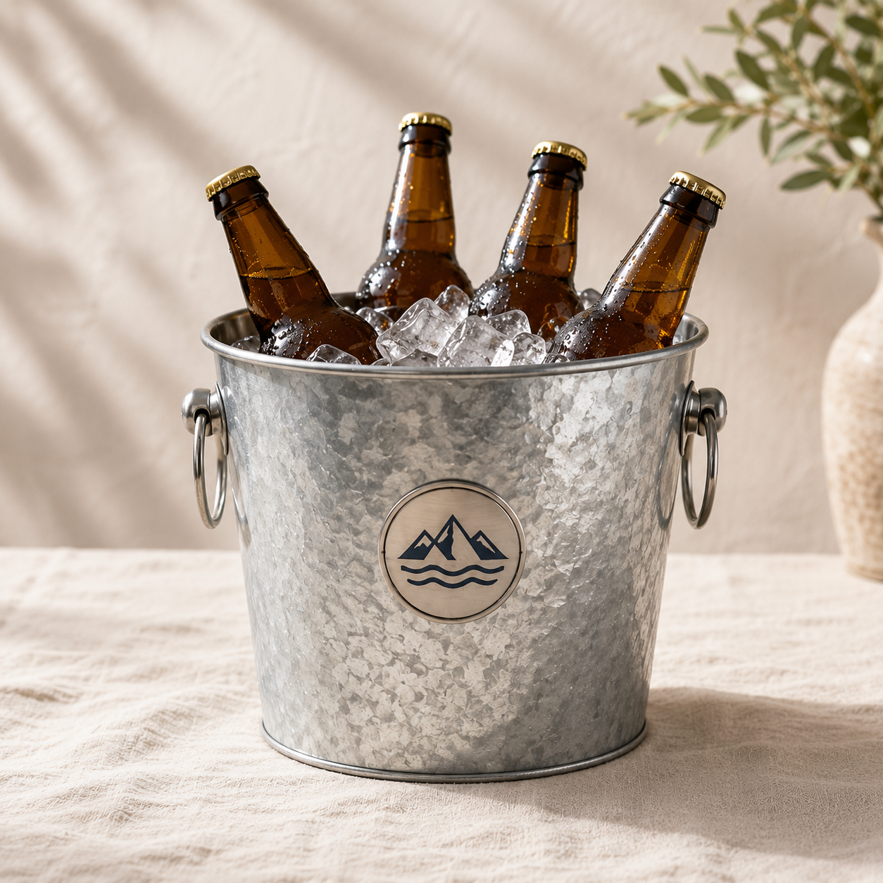 Galvanized Steel beer bucket with logo