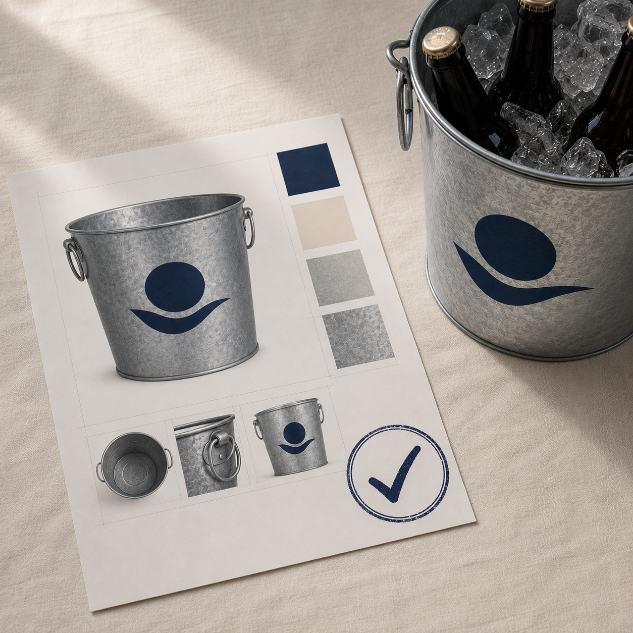 You approve the proof for your custom beer buckets