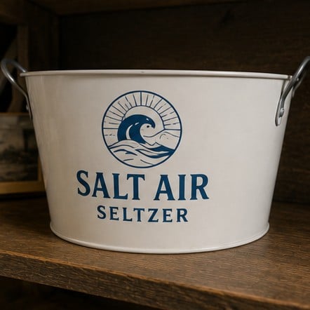 Branded galvanized ice buckets