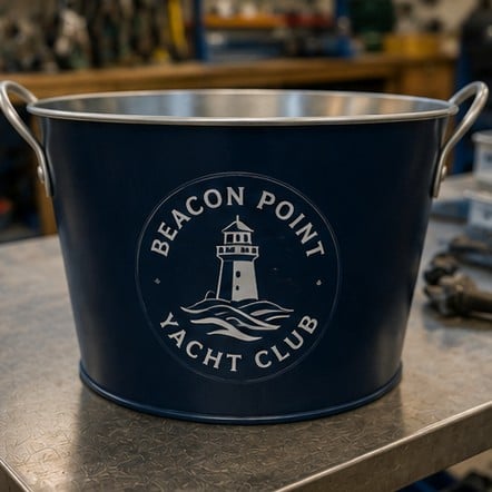 Printed beer bucket merchandise display